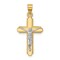 10K Gold & Rhodium Plated Crucifix Pendant Jewelry Charm 30mm x 14mm